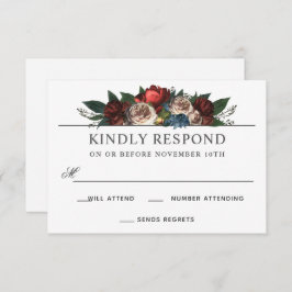 Luxe Floral Arrangement Wedding RSVP Response Einladung