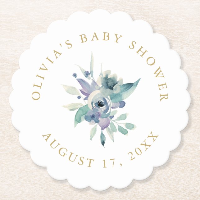 Luxe Floral Baby Shower Untersetzer (Vorderseite)
