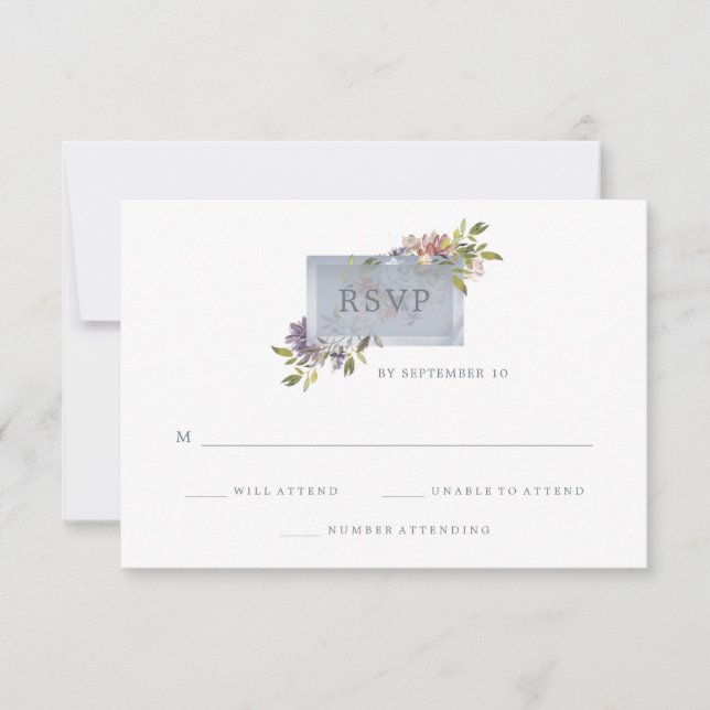 Luxe Floral | Moss Green Watercolor Wedding RSVP (Vorderseite)