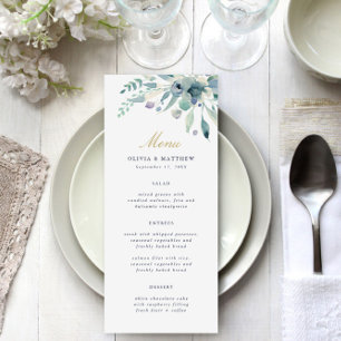 Luxe Floral Wedding Menu Card Menükarte