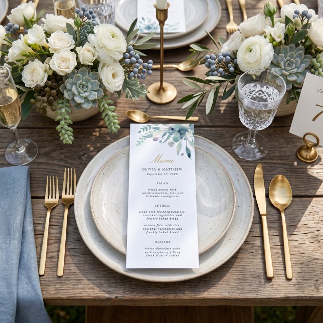 Luxe Floral Wedding Menu Card Menükarte (Von Creator hochgeladen)