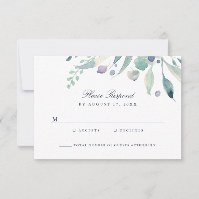 Luxe Floral Wedding RSVP Card (Vorderseite)
