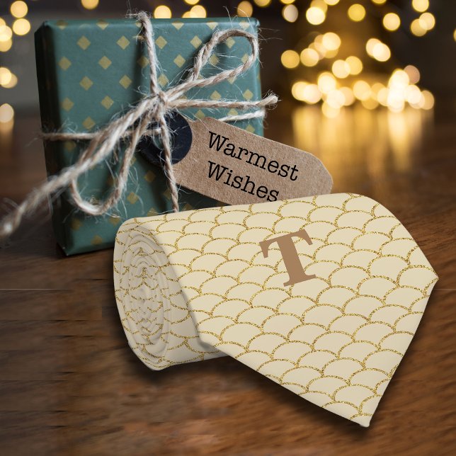 Luxe Geometric Lüftermuster Glitzer Gold Krawatte (Von Creator hochgeladen)