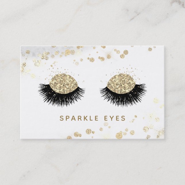 *~* Luxe Glam Gray Black GoldEyes Lashes Visitenkarte (Vorderseite)