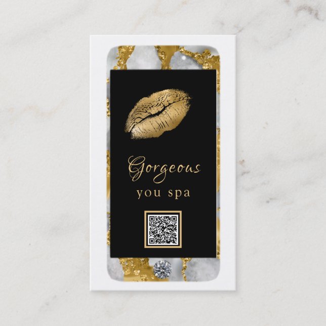 Luxe Glam Handy Gold QR LOGO Foto Visitenkarte (Vorderseite)