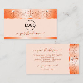 Luxe Glam Lachs Verzierte Schmuckstücke mit Logo Visitenkarte