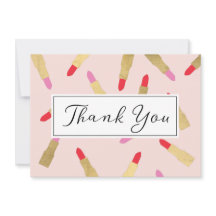 Luxe Glam Lipstick-Muster auf Pink Danke-Karte