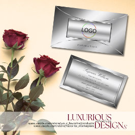 Luxe Glam Silver Glamour Dekor Stilvoll mit Logo Visitenkarte