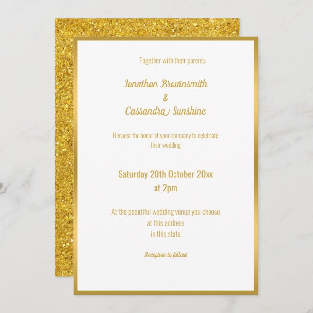 LUXE GLITZER TRIMMED WEDING INVITATION EINLADUNG (Vorne/Hinten)