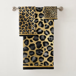 LUXE GOLD BLACK GRAU BADEZIMMER TOWEL SET