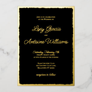 Luxe Gold Bold Black Wedding Einladung