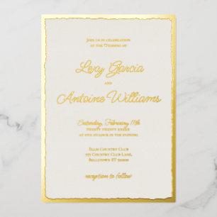 Luxe Gold Bold Off White Wedding Einladung
