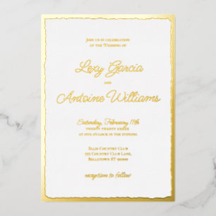 Luxe Gold Bold White Wedding Einladung