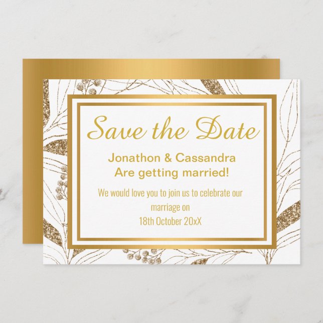 LUXE GOLD BOTANISCH SAVE THE DATE (Vorne/Hinten)