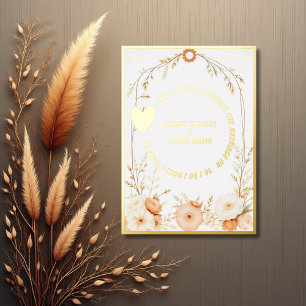 Luxe gold Botanische rustikale Hochzeitsnacht Einl Folieneinladung