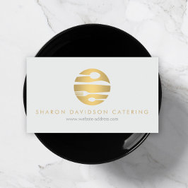 Luxe Gold Catering Logo Restaurant Light Grau Visitenkarte