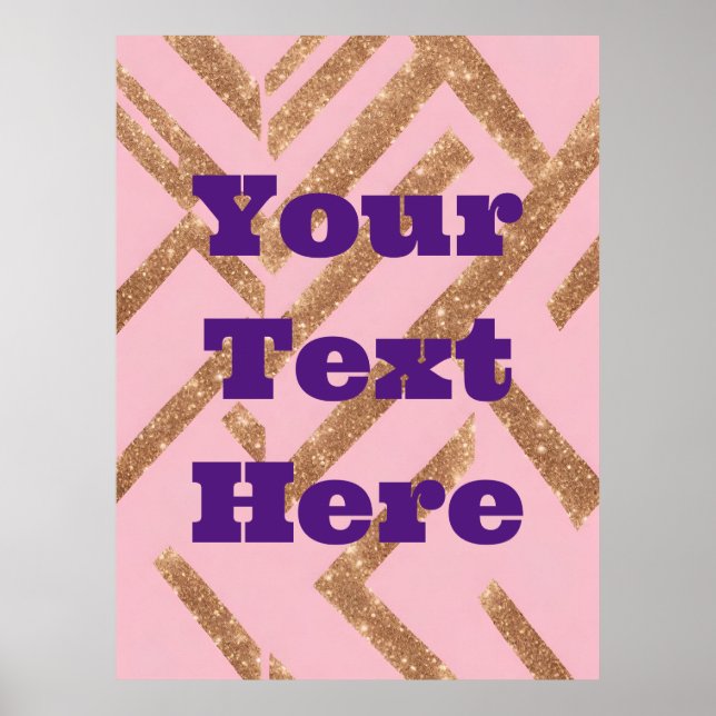 Luxe Gold Custom Text Zigzag Pink AI Art Poster (Vorne)
