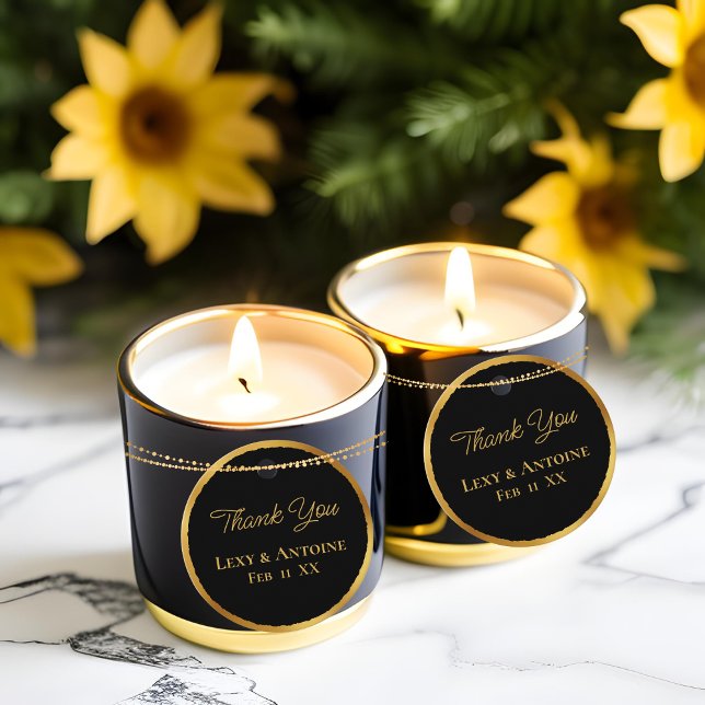 Luxe Gold Edge Black Vielen Dank Namen Datum Geschenkanhänger (Von Creator hochgeladen)