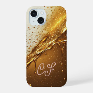 💛 Luxe Gold Flow Case Glänzende Flüssigkeitströpf iPhone 15 Hülle