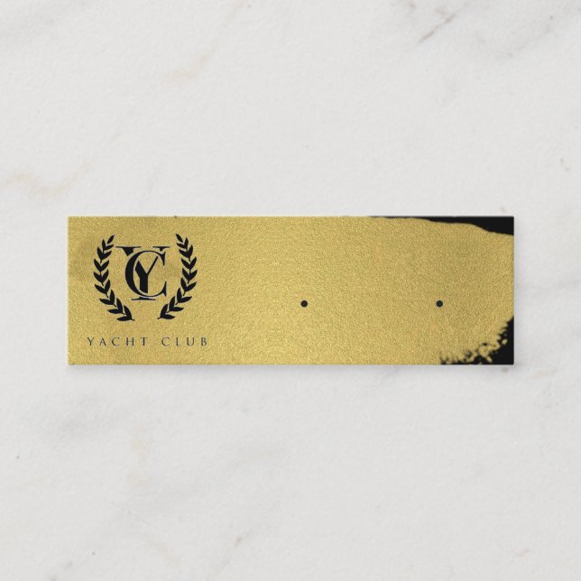 Luxe Gold Foil Black Texture Pinselstriche Logo Mini Visitenkarte (Vorderseite)