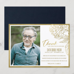 LUXE GOLD FOIL FLORAL BEILEID MEMORIAL FOTO  DANKESKARTE