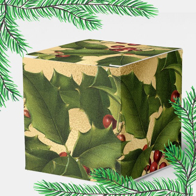 Luxe Gold Foil, Green Holly, Red Berries Fevor Box Geschenkschachtel (Von Creator hochgeladen)