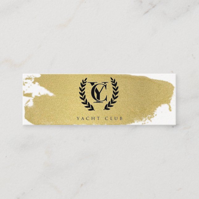 Luxe Gold Foil Texture Brush Stroke Logo  Mini Visitenkarte (Vorderseite)