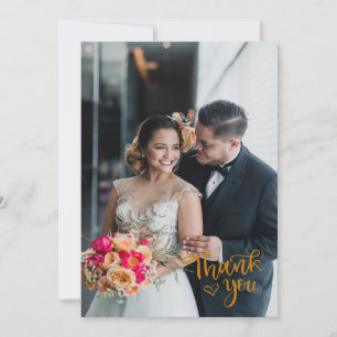 Luxe Gold Foil Wedding Dankeschön Card mit Foto Dankeskarte