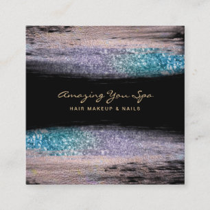 *~* Luxe Gold Glam Rainbow Glitzer Quadratische Visitenkarte