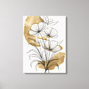 Luxe Gold Leaf Abstrakte Blume Leinwanddruck