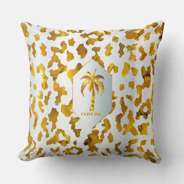 Luxe Gold Palm Safari Chic Decorative Kissen (Vorderseite)