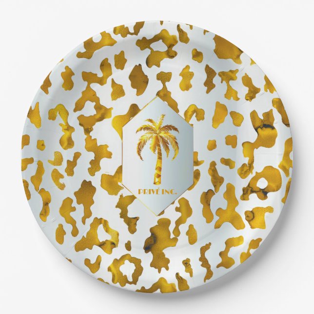 Luxe Gold Palm Safari Chic Party Pappteller (Vorderseite)