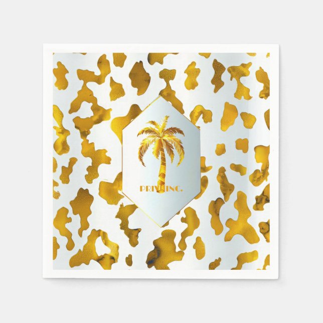 Luxe Gold Palm Safari Chic Party Serviette (Vorderseite)