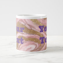 Luxe Gold Pink Marble Custom Text Jumbo Tasse