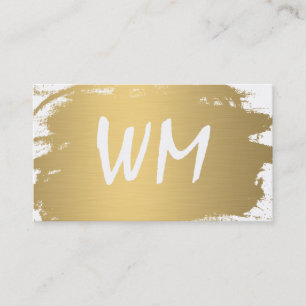 Luxe Gold Pinsel Monogram Moderner Text Visitenkarte