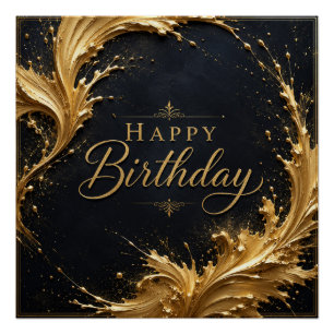 Luxe Gold Splash Geburtstags Eleganz Poster