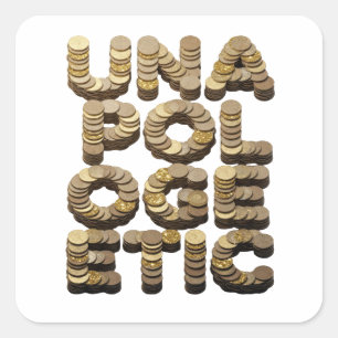 Luxe Gold UNA POLLOGRAPHIC Dekor-Kunst Quadratischer Aufkleber