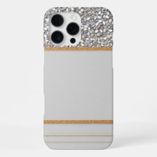 Luxe Gold & White Glitter Shield iPhone 16 Pro Max Hülle