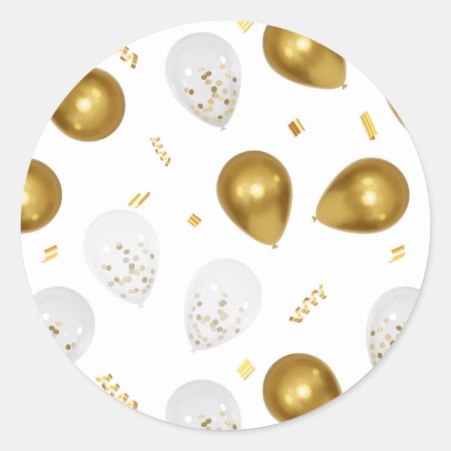 Luxe Golden Balloons & Confetti Stickers (Vorderseite)