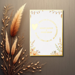 Luxe goldene rustikale Bohblütenhochzeit Folieneinladung
