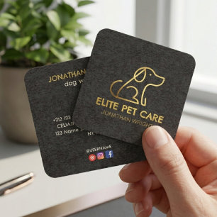 Luxe-Goldfolien-Hundeführer & Haustiersitter Quadratische Visitenkarte
