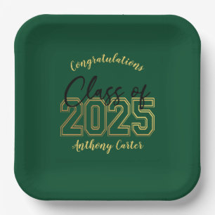 Luxe Green & Gold Graduation Party Teller