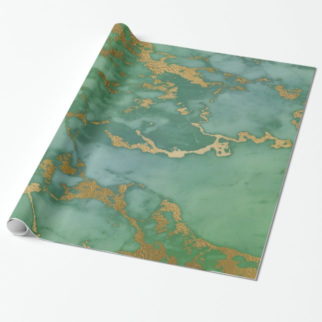 LUXE GREEN GOLD MARBLE WRAPPING PAPIER GIFT WRAP GESCHENKPAPIER (Ungerollt)