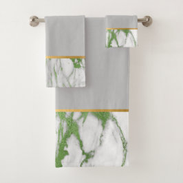 LUXE GREEN GRAY MARBLE BADEZIMMER TOWEL SET