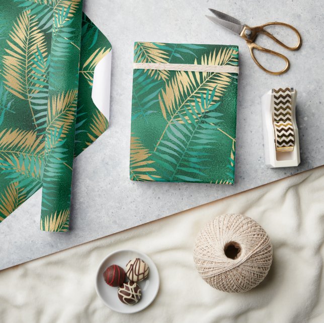 LUXE GREEN TROPICAL WRAPPING PAPER GIFT WRAP GESCHENKPAPIER (Kunsthandwerk)
