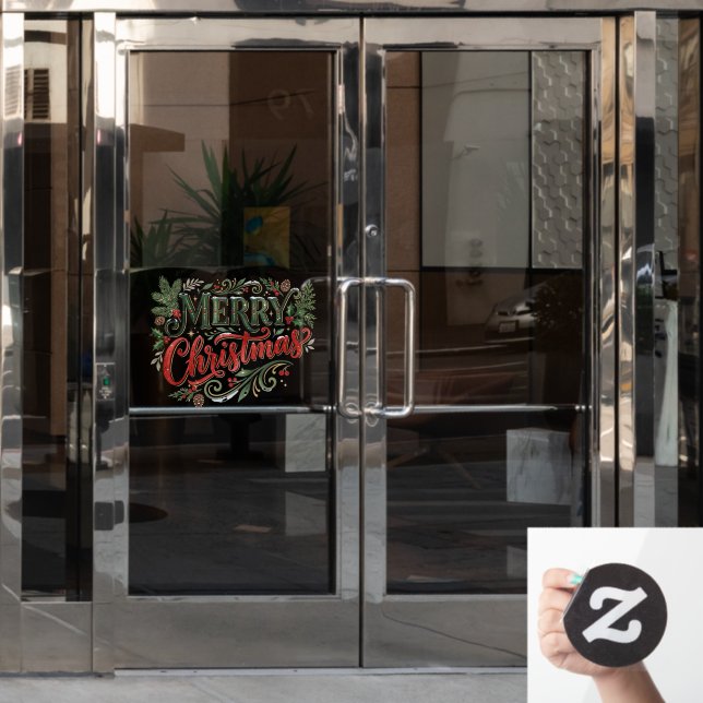 Luxe Grün- und Rote Handschrift  Fensteraufkleber (Büro Tür)