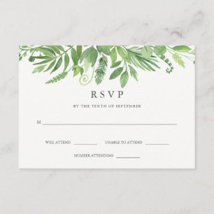 Luxe grünes botanisches Hochzeit UAWG des RSVP Karte