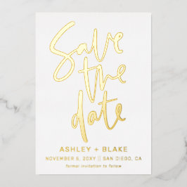 Luxe Handgeschriebenes Script-Foto Save the Date Folieneinladung