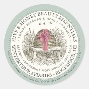 Luxe Heel Balm Label Peppermint mit Skep und Bow Runder Aufkleber