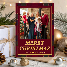 Luxe Heritage Tartan Plaid Family Photo christmas Feiertagskarte